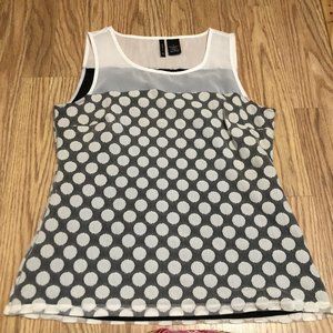 New Direction sleeveless lined polka dot top blouse size small flawed